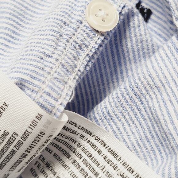 Abercrombie & Fitch Blue White Embroidered Anchors Muscle Button Down Shirt SZ M - Picture 9 of 13